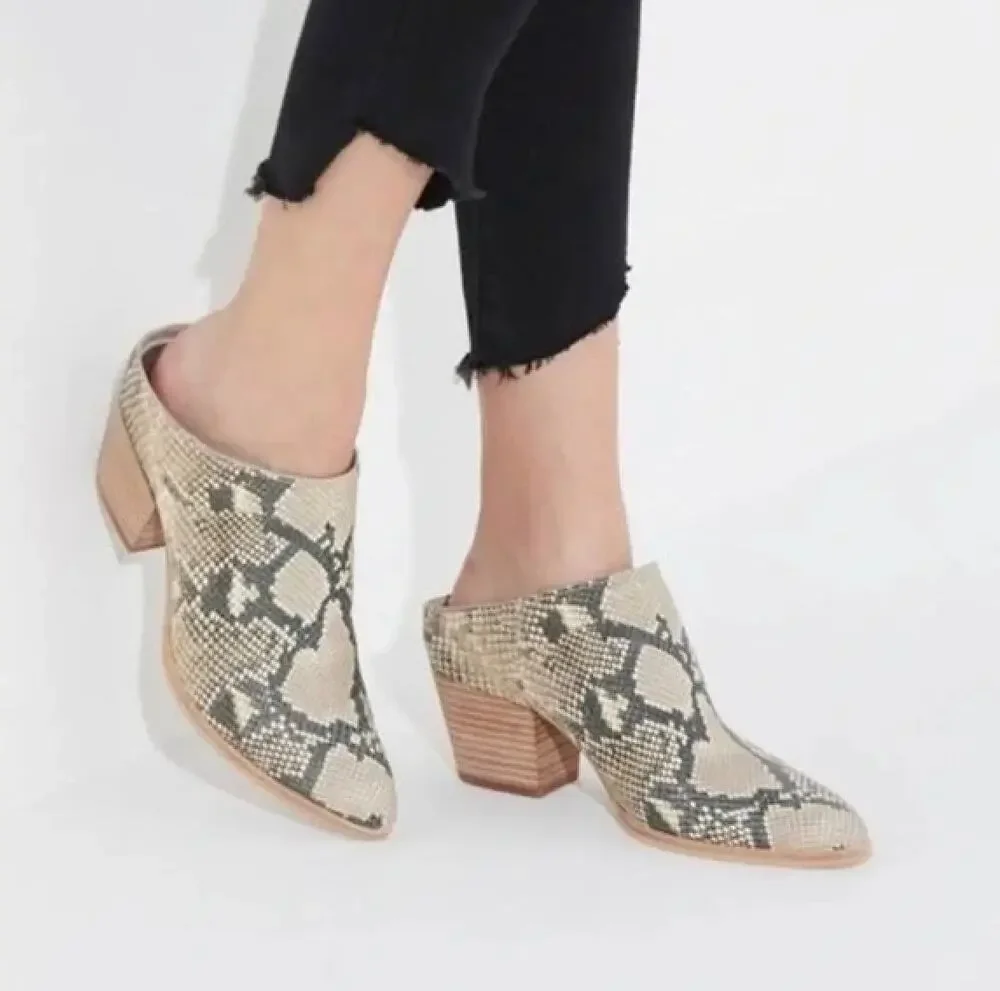 Dolce Vita Rianna Mule Snake Print Stella Ankle Boot Size 6 Snakeskin Mules